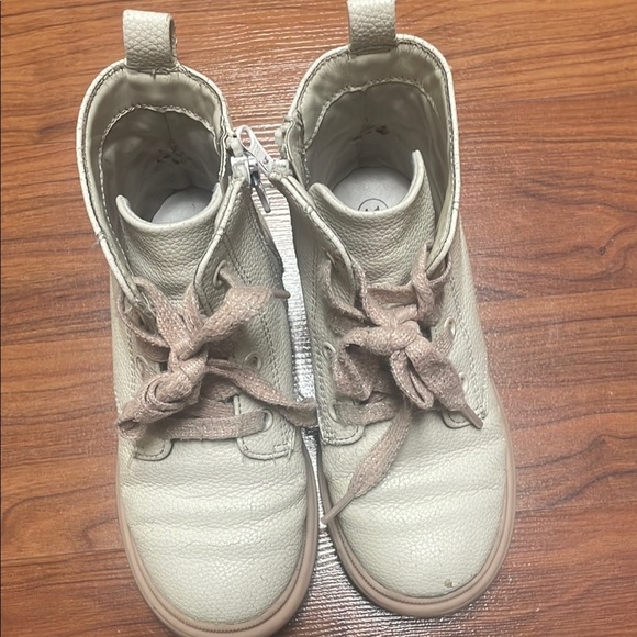 Girls Cat & Jack/ Old Navy Brown & Cream Leather Boots size 11 - Picture 5 of 10